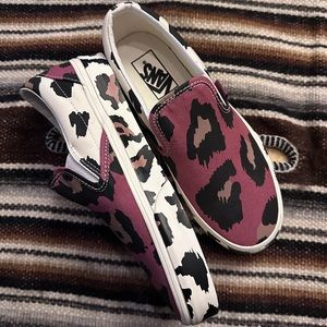Vans Slip Ons Leopard Print Magenta Rose Womens 6.5